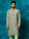 Men's Mint Green Georgette Sequins  Kurta
